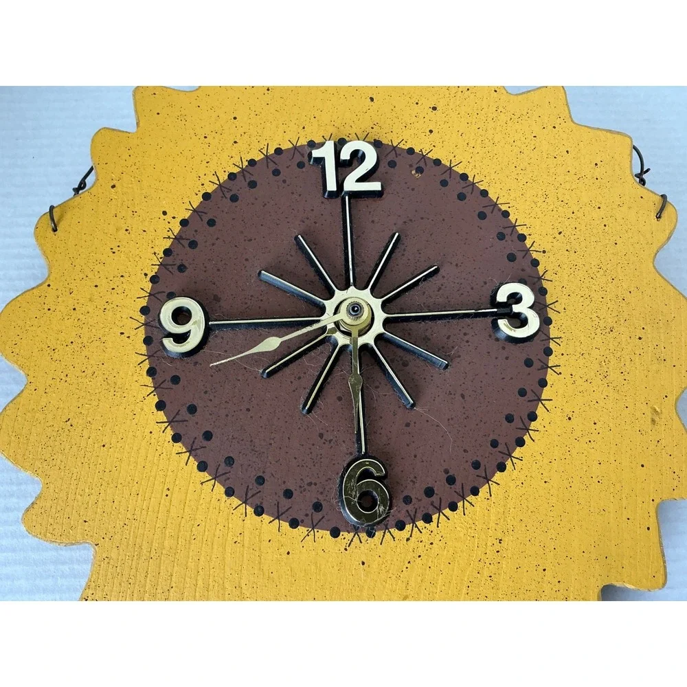 Vintage Sunflower Wood Wall Clock Country Farmhouse Decor Yellow‎ Large